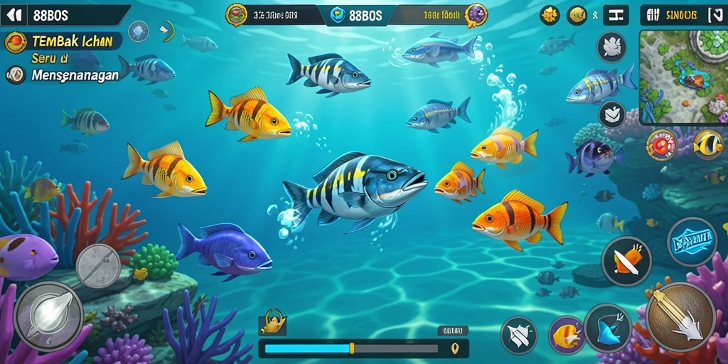 Tangkapan layar gameplay Tembak Ikan yang menegangkan di 88BOS.