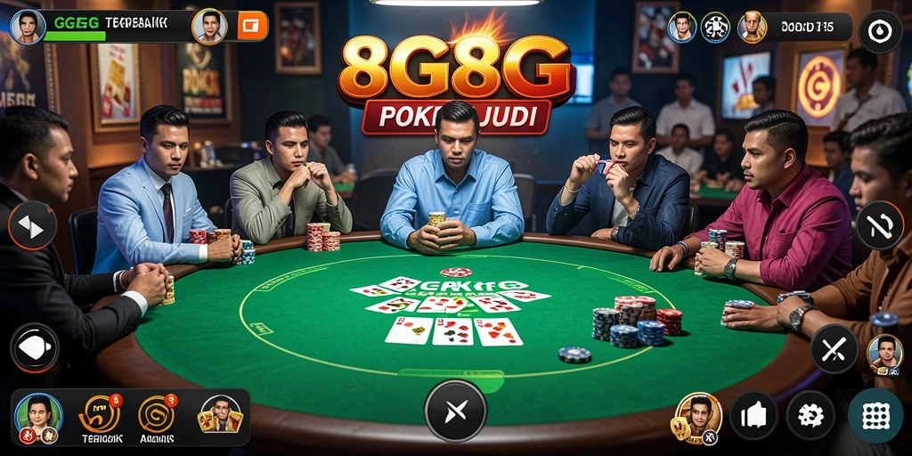 Tampilan menarik dari gameplay Poker di 8G8G yang mendebarkan.