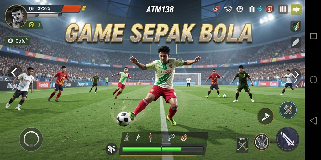 Tampilan menarik dari gameplay ATM138 dengan aksi sepak bola yang seru.