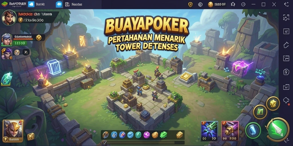 Tangkapan layar gameplay BUAYAPOKER yang menampilkan pertahanan tower yang menarik.