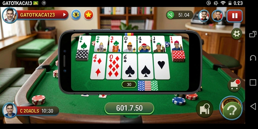 Screenshot gameplay GATOTKACA123 menampilkan pemain yang asyik bermain Gaple.
