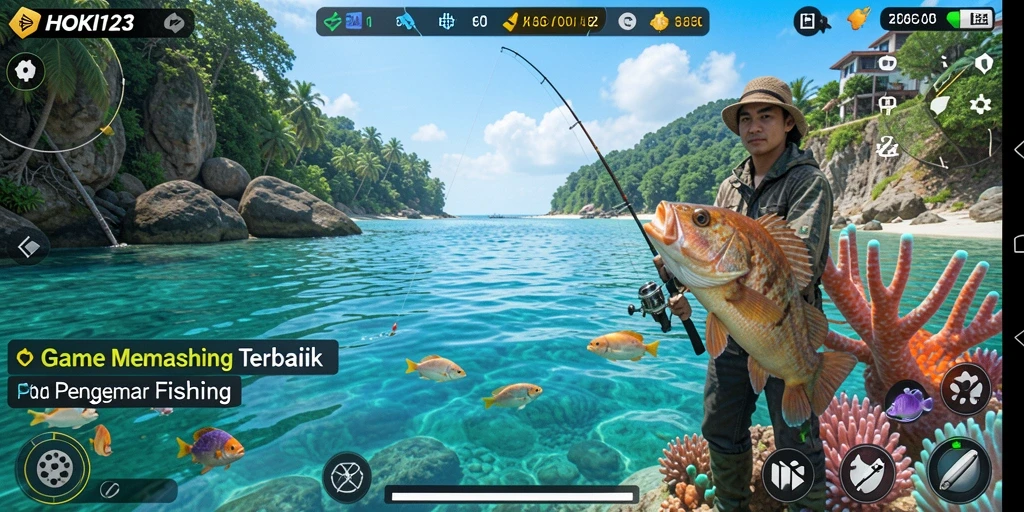 Tampilan gameplay HOKI123 yang seru dan realistis saat memancing.