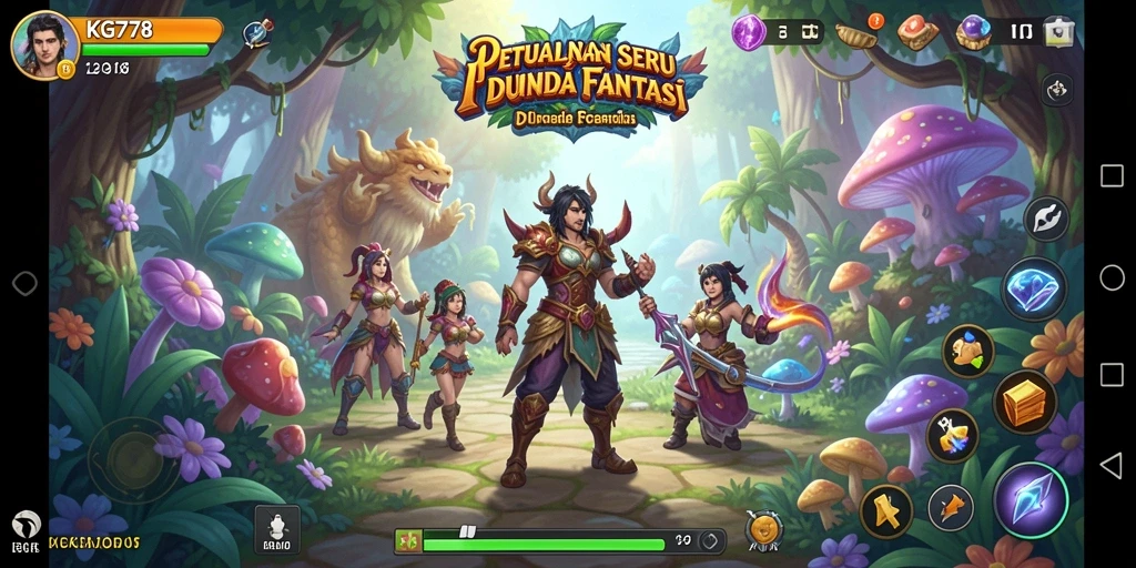 Screenshot menampilkan pertarungan epik di dunia RPG.