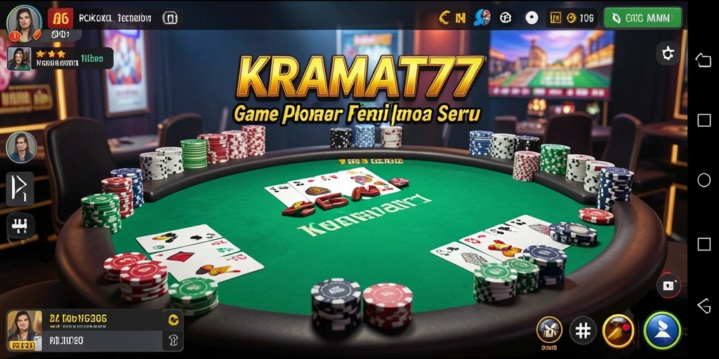 Screenshot KRAMAT77 menunjukkan momen seru dalam permainan Poker.