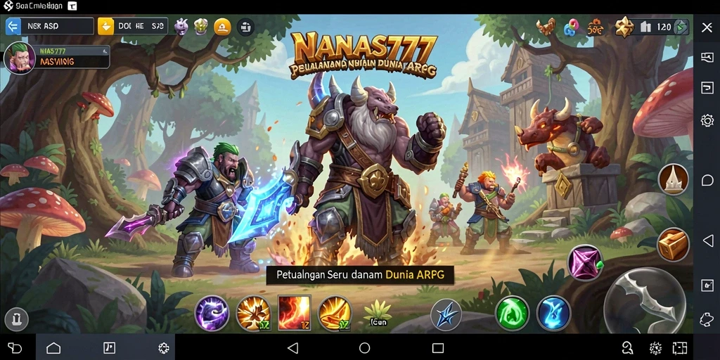 Screenshot gameplay NANAS777 dengan pertarungan seru dan karakter menarik.