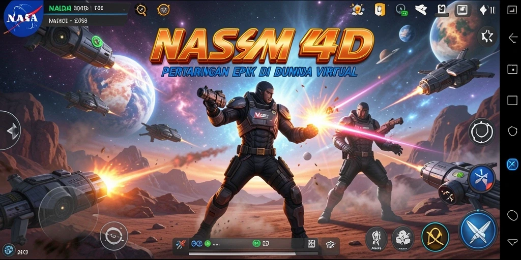 Tampilan gameplay Nasa4D yang menegangkan dan grafis yang menawan.