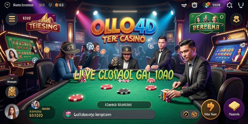Tangkapan layar utama OLLO4D menampilkan dealer kasino yang ramah dan lingkungan bermain yang mengasyikkan.