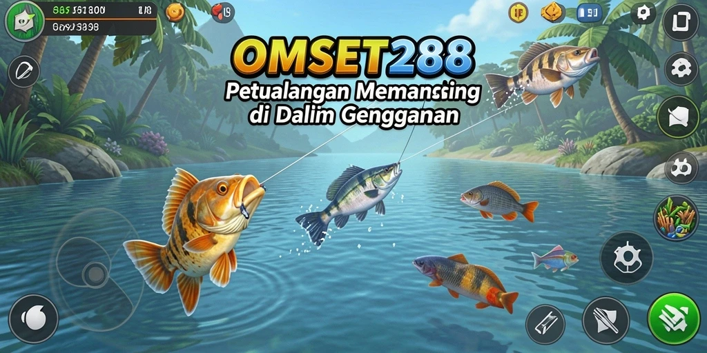 Screenshot gameplay OMSET288 yang menunjukkan aksi memancing seru.