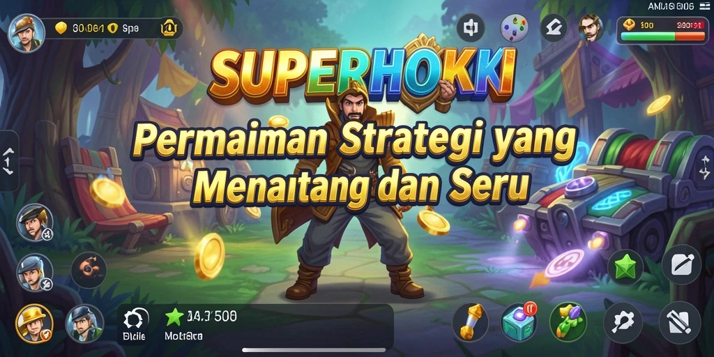 Tangkapan layar utama <strong>SUPERHOKI</strong> menampilkan pertarungan strategis yang seru.