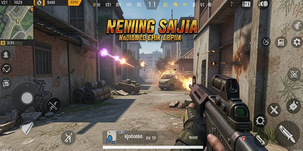 Gameplay V21 dengan aksi menegangkan di medan perang FPS.